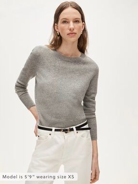 NWT J. CREW Women's Cashmere classic-fit crewneck sweater Heather Ash Size Small